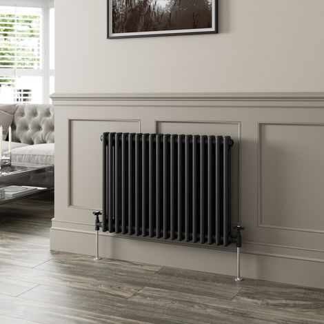 Traditional Black Colosseum Column Radiators Vertical Horizontal 600 x 830mm Double