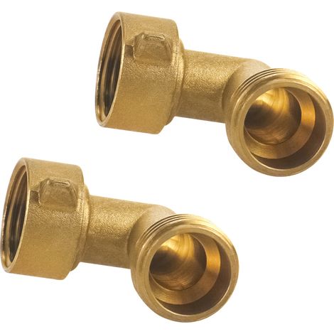 2 Pack 90 Degree Garden Hose Elbow, 3/4'' Brass Garden Hose Elbow Adapter with Pressure Washers for RV Water Hookups Residential Outdoor Faucets (1/4)
