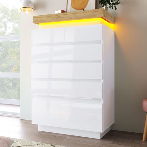 Cassettiera a 6 cassetti LED, controllo tramite app, 115 x 73 x 39 cm, bianco HAVRYA (1/5)