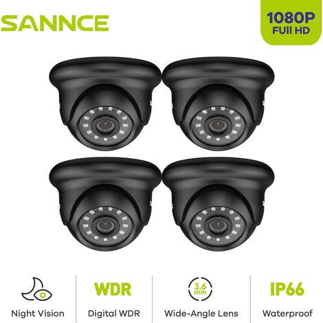 SANNCE Cámara de seguridad CCTV TVI HD 1080P para exteriores con visión nocturna infrarroja, resistente al agua, kit de protección de videovigilancia (4 cámaras) (1/5)
