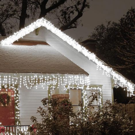 Guirlande Lumineuse Exterieure Noel, 10M 400 LED Rideau Lumineux Noel Exterieur avec 8 Modes, IP44 Étanche Connectable Guirlande Stalactite Extérieure pour Fête Jardin Balcon Fenêtre