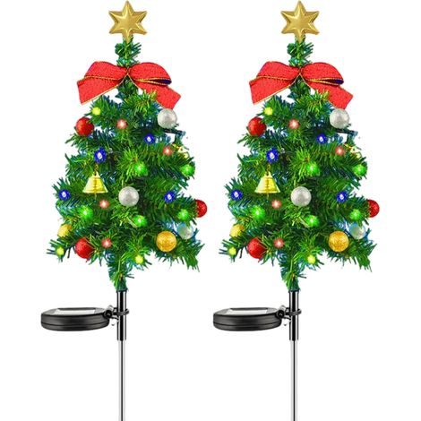 Sapin de NoëL à énergie Solaire,2 Pièces Sapin de Noël avec Guirlande Lumineuse Solaire,Sapin de Noël Lampe Solaire Exterieure,Décoration de Noel,Lampe Solaire Exterieure Sapin de Noël (1/5)