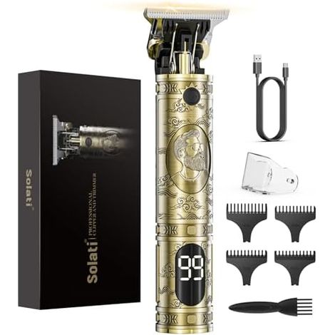 Tondeuse Cheveux Hommes, Barbe Homme T Zéro écart Avec écran LED De Finition Barbier Professionnel Rasoir Electriques Cadeau Or - (1/5)