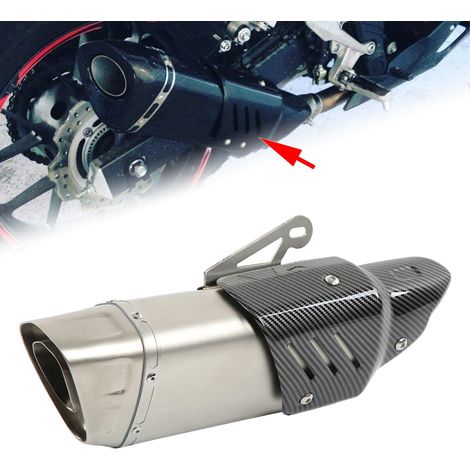 La modification de moto avec un embout d'échappement universel de 51 mm et un cache texturé en fibre de carbone est trop lourde. (1/5)