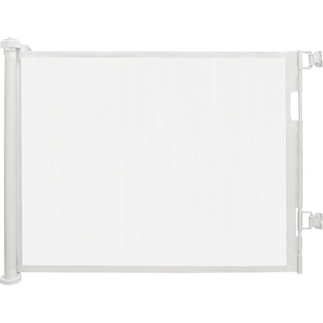 0-180cm Barrière de Sécurité Rétractable, Barriere Retractable pour Bébés Enfant et Chiens, Barriere de Securite Enroulable pour Escaliers, Barriere Chien Opération à Une Main, Blanc