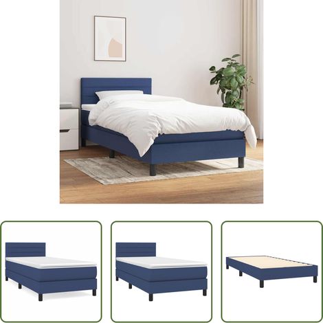 vidaXL Cama box spring con colchón tela azul 90x190 cm (1/5)