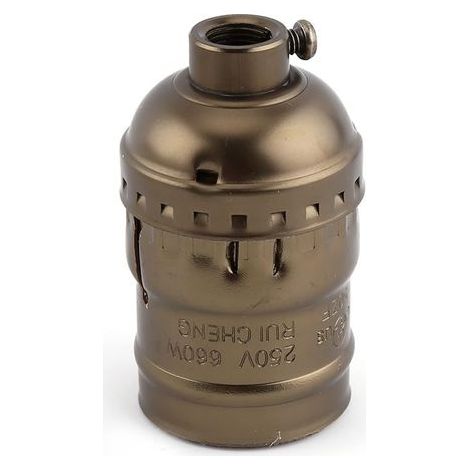 SJLERST Vintage E27 Edison Retro Elegante Industrie-Lampenfassung für Schraub-Pendelleuchten (Ohne Kabel, ohne Schalter - Antikmessing) (1/5)