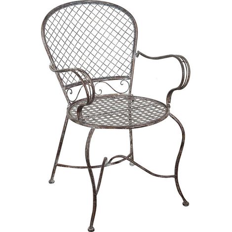 Wrought iron chair with armrests Garden and terrace chair Armchair with armrests Vintage Rustic Style Outdoor and Indoor