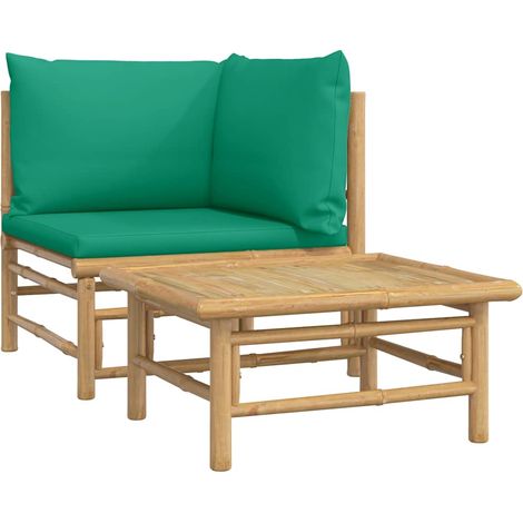 Maison Exclusive - 2-tlg. Garten-Lounge-Set mit Grünen Kissen Bam (1/5)