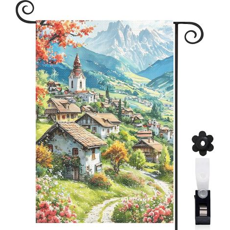 Drapeau de jardin extérieur décoration extérieure toile épaisse double face 30 x 45 cm pour cour maison terrasse (1/5)