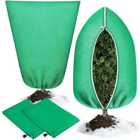 Housse de protection hivernale pour plantes, 2 pièces, tissu non tissé 70 g/m², 80 x 120 cm, antigel et coupe-vent, avec fermeture éclair et cordon de serrage, pour plantes en pot, palmiers et olivier (1/5)