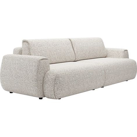 Canapé 4 places convertible en tissu chiné gris clair MONELIA (1/5)