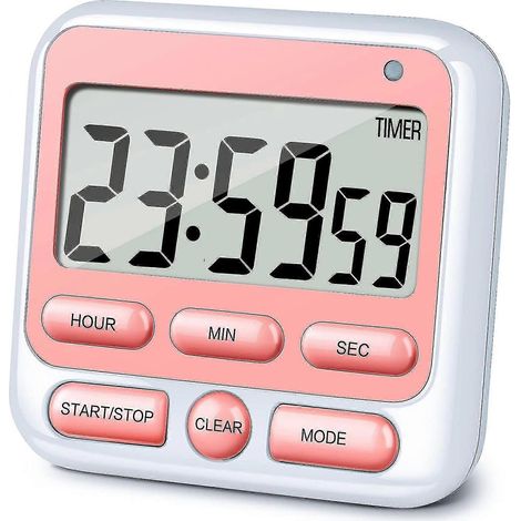 Minuteur de cuisine numérique avec alarme silencieuse/sonore, affichage 24 heures et fonction mémoire de l'alarme (1/3)