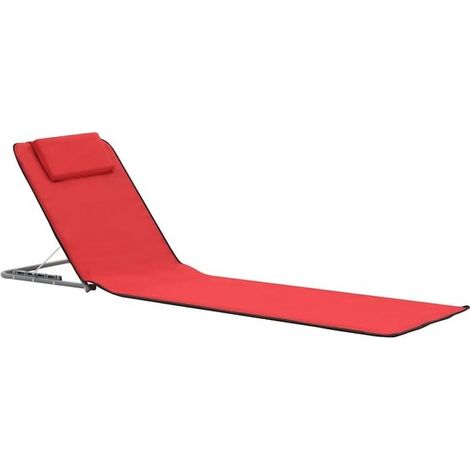 Lot de 2 chaises de plage – Rouge – Réglables – Pliables – Léger – Jardin et camping – 160 x 53 cm (1/5)