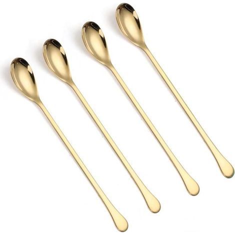 Langstielige Löffel, 20 cm langer Eisteelöffel, Kaffeerührstäbchen, Eiskugelportionierer (1/4)