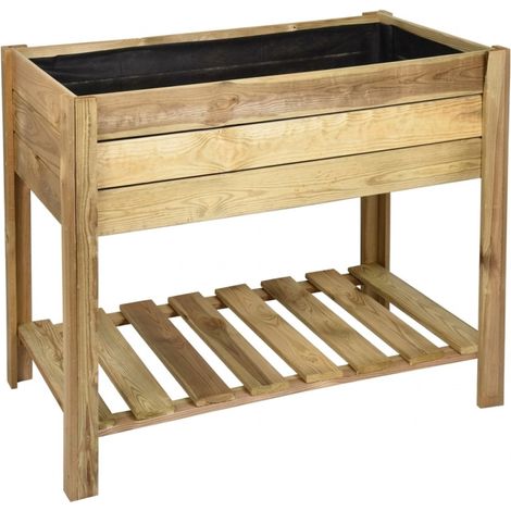 Mesa de Cultivo de Madera Rectangular 100 x 50 x 75Â cm  Huerto Urbano Elevado  Estructura Resistente (1/5)