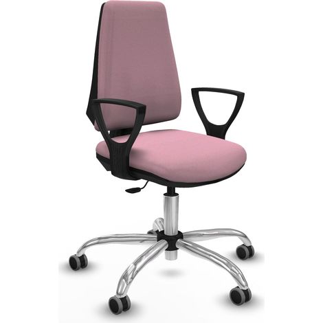 Elche CP bali rosa brazos fijos base cromada ruedas engomadas 65mm