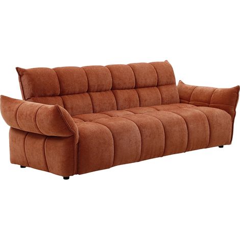 Divano letto 3 posti clic-clac in tessuto ciniglia terracotta - HAKEMO (1/5)