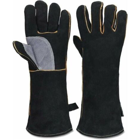 Guanti estremamente resistenti al fuoco e al calore, realizzati in pelle con cuciture in Kevlar, ideali per caminetti, stufe, forni, griglie, saldatura FLITI