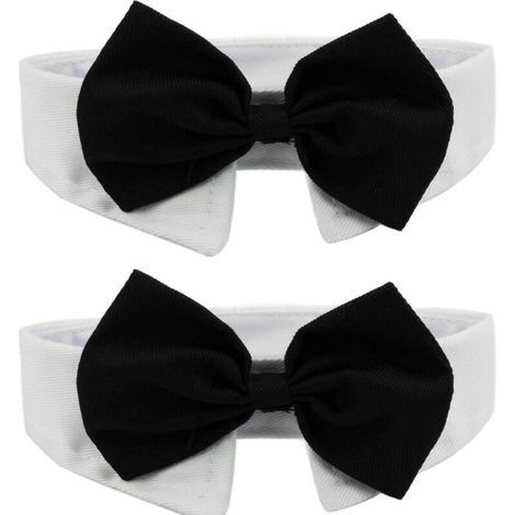 Eleganti collane con papillon bianchi e neri - Taglia S - Confezione da 2 - Cotone morbido, regolabili, per occasioni speciali (1/5)