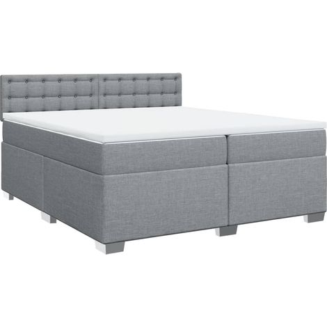 Maison Exclusive - Sommier à lattes de lit avec matelas Gris clair 200x200cm Tissu (1/5)