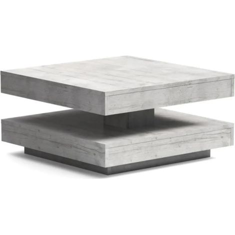 Tavolino da salotto Monolith con doppio piano quadrato girevole colore cemento 67x67 cm (1/5)