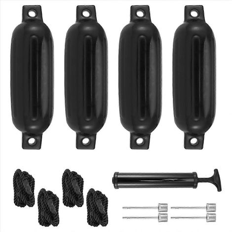 4 aufblasbare Dockpads (4,5 x 16 Zoll), gerippte Marine-Fender, 6,5 Fuß lange Ankerstifte inklusive (1/5)