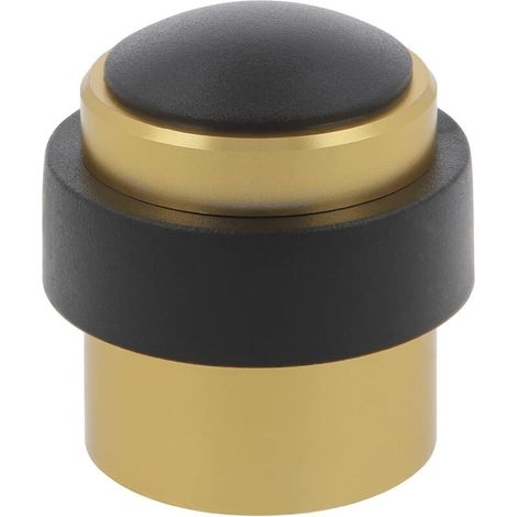 Butée de porte intérieure - 60 mm de hauteur - fixation par vis - vis à bois incluses - avec patin en caoutchouc antidérapant (or)