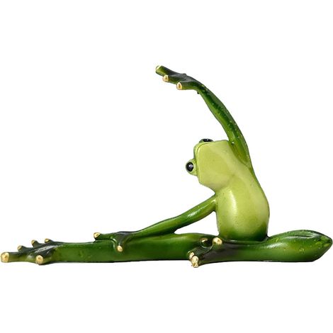1 Statue de grenouille, résine, méditation yoga, 20x11,5x5 cm, décoration intérieur extérieur (1/5)
