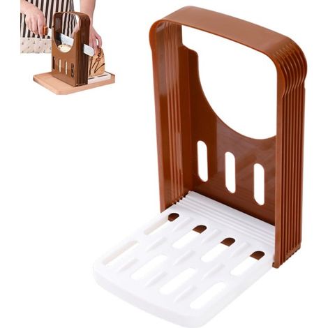 Cortador de pan，Cortador de tostadas，Utensilio de repostería，Utensilio de cocina，Apto para cortar varios tipos de pan，Marrón，14,3 x 16 x 22,3 cm (1/5)