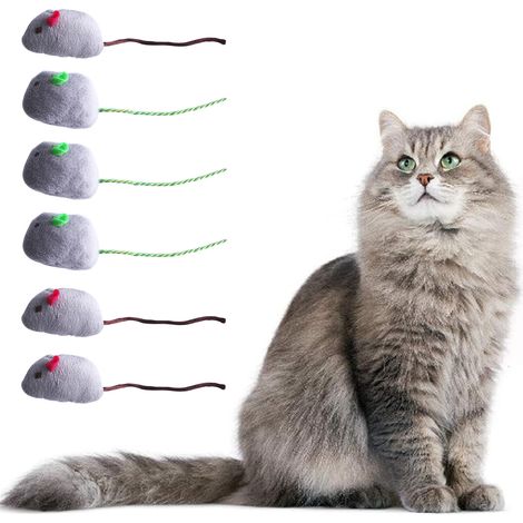 Lot de 6 jouets en peluche pour chat, souris, chatons réalistes et mignons, remplis d'herbe à chat, jouet à mâcher (1/4)