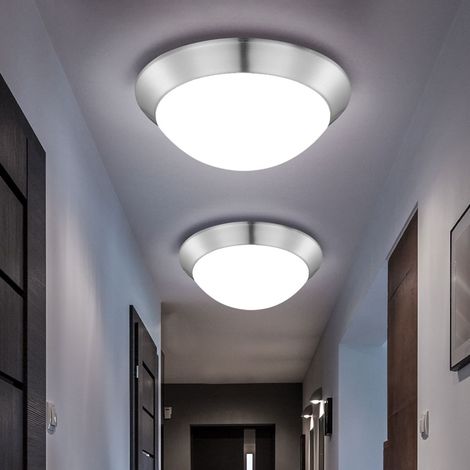 Plafoniera lampada da soffitto design lampada da soggiorno opale satinata rotonda, metallo plastica, 1x LED 12 watt 960 lumen bianco caldo, DxH 26x10 cm