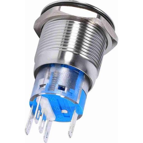 Interrupteur à bouton poussoir LED - Étanche Acier inoxydable - Extérieur - 19mm 12V 24V (1/5)