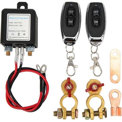 Interruttore di disconnessione batteria remoto da 12 V 200 A, interruttore antifurto per auto con due telecomandi wireless per camion e barche (1/4)