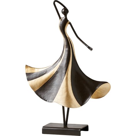 Sculpture décorative en métal représentant une danseuse, idéale pour décorer une étagère, un salon, un bureau ou une table de travail. (1/5)
