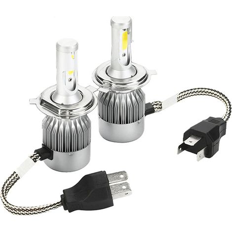 Coppia lampade led auto C6 H4-3 luce fredda 6000k ricambio luci moto
