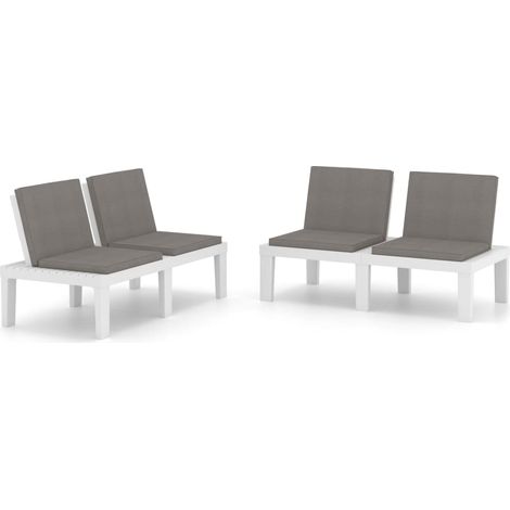 Panca da giardino mobili da giardino per esterni mobili da giardino terrazze con cuscini 2 pz plastica bianca 020011852