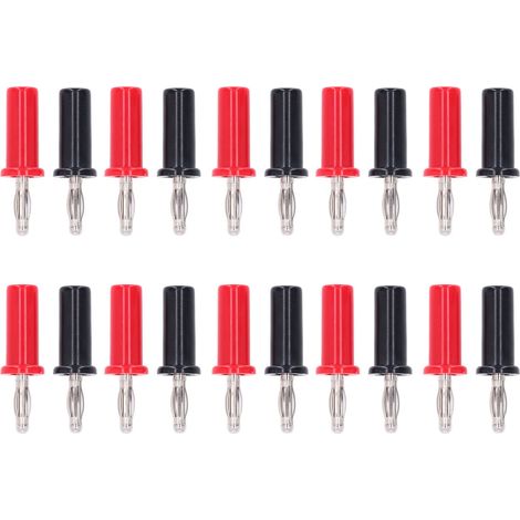 10 Sets 4mm Bananenstecker Messing Lötanschluss Stecker Laternenform Rot und Schwarz J.10013 (1/5)