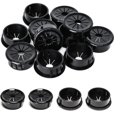 25 passe-câbles, clips de 25 mm de diamètre, passe-câbles ronds en nylon pour câbles de bureau, noirs