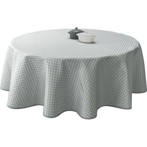 Nappe Anti-taches Paon gris - Ronde 160 cm (1/3)