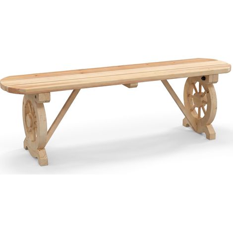 COSTWAY Panchina Con Ruota Di Carro,Panchina Da Esterno,Panchina Da Giardino,Panchina Da Patio,Panchine Da Giardino Per Esterni,Panchina Senza Schienale,Panch (1/5)