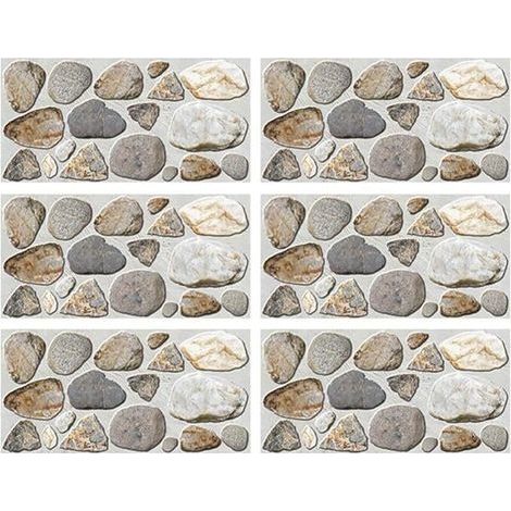 6 Sheets of Pebble Wall Stickers, Self-Adhesive Removable Vinyl, Pebble Wall Murals for Kitchen and Bathroom, 30x15cm (1/5)