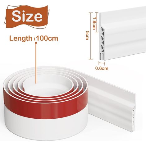 Lot de 2 - Bas De Porte Adhésif - Bas De Porte Isolant Dessous Boudin Bas En Silicone Souple Pour Anti Bruit Poussière Froid - Blanc (1/5)