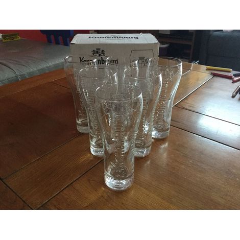 Lot de 6 verres Kronenbourg - Verres à bière 25 cl - Modèle officiel