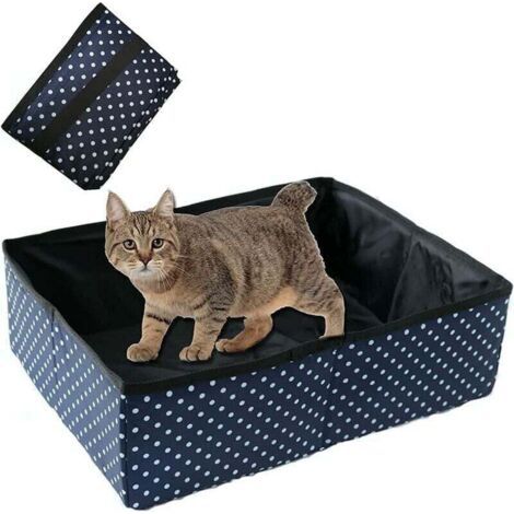 Pair Litière Pliable Portable pour Chat général, étanche, Propre et Douce pour la Maison et l'extérieur - Bleu, L (1/5)