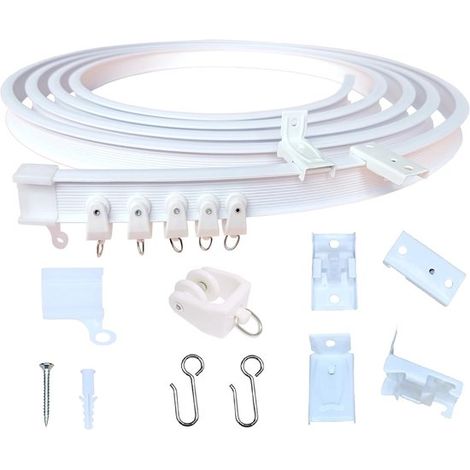 Rail de plafond pliable en plastique pour rideaux, ensemble de tringle à rideaux, séparateur de pièce, fenêtres en baie cintrées et caravanes, y compris les supports muraux et de plafond (1/5)