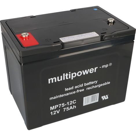 Multipower Blei-Akku MP75-12C Pb 12V 75Ah Zyklenfest, M6 Innengewinde (1/5)