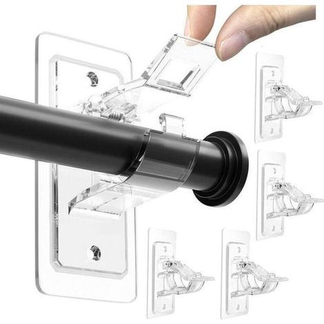 Staffe autoadesive per asta per tende, non necessitano di foratura – Set da 4, robuste, per bagno e soggiorno