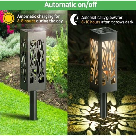 Lampe solaire extérieur - Lanterne (pack 6) - Blanc chaud - IP65 étanche - Auto On/Off (1/4)