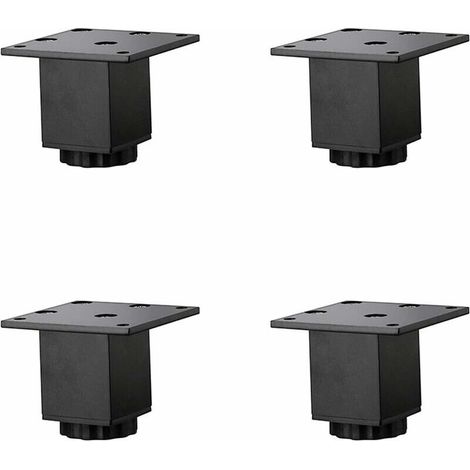 4 Pièces(5cm/2in) Pieds de Meubles en Alliage D'aluminium Réglables en Hauteur,Pieds de Table Basse de Canapé,Pieds D'armoire de Salle de Bain de Lavabo,5-40cm,Noir Mat,avec Vis (1/4)